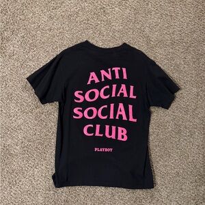 Anti Social Social Club Black Tee with Pink Bunny